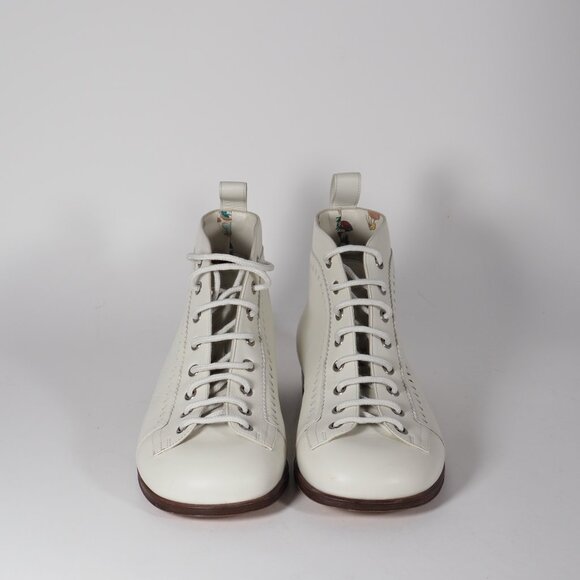 Special Edition White Gucci Brogue Jakarta Ankle Boot with Perforated Details - Picture 5 of 8
